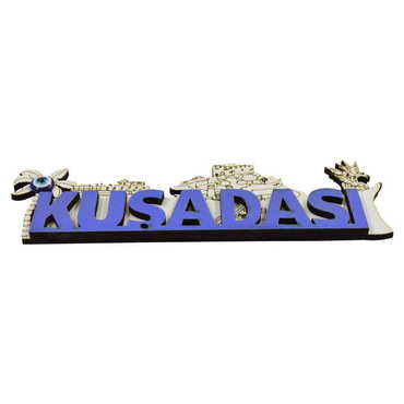 Kusadasi Themed Wooden Engraved Souvenir Fridge Magnet - Thumbnail