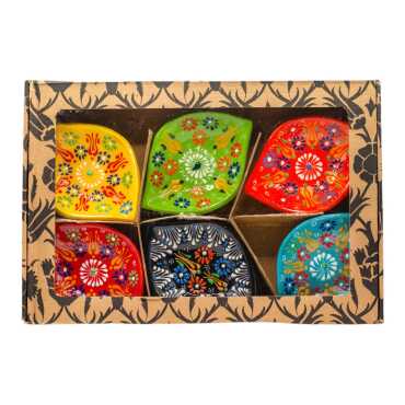Lace Design Set of Six Leaf Shaped Snack Bowls in Gift Box - 5