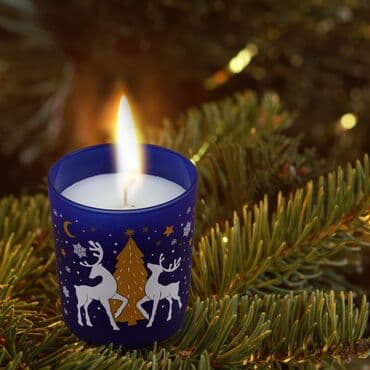 Wholesale Dark Blue Deer Themed Winter Glass Candle - Standart - 2