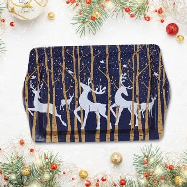 Wholesale Navy Blue Deer Themed Winter Mini Metal Tray