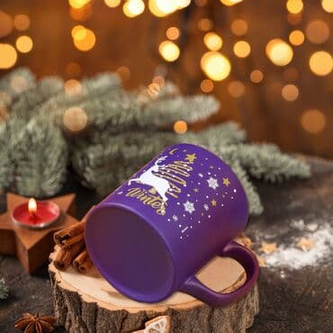 Toptan Lacivert Geyikli Winter Seramik Kupa - Standart - 4