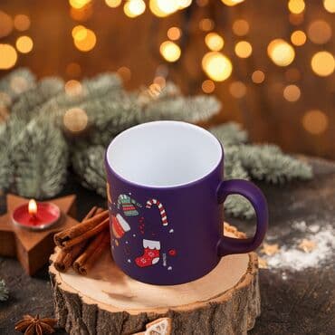 Wholesale Blue Snowman Themed New Year Ceramic Mug - Standart - 3