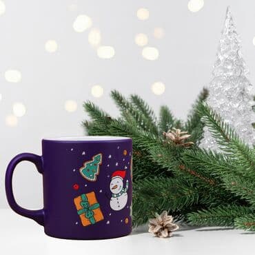 Wholesale Blue Snowman Themed New Year Ceramic Mug - Standart - 2