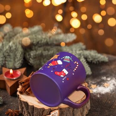 Wholesale Blue Snowman Themed New Year Ceramic Mug - Standart - 4