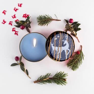 Wholesale Navy Blue Christmas Reindeer Metal Tin Candle - Standart - 2
