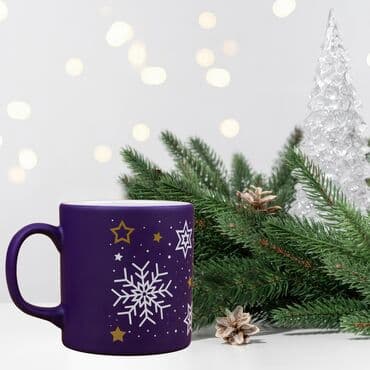 Wholesale Dark Blue Starry Snowflake Ceramic Mug - Standart - 2