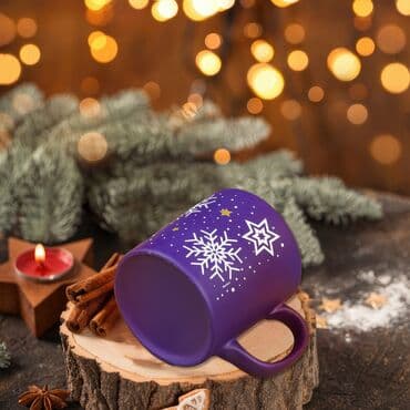 Wholesale Dark Blue Starry Snowflake Ceramic Mug - Standart - 4