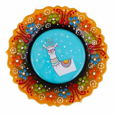 Lama Temalı Çini Myros Resim Tabak 12 cm - Myros