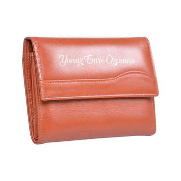 Leather Tabac Wallet for Women - Thumbnail