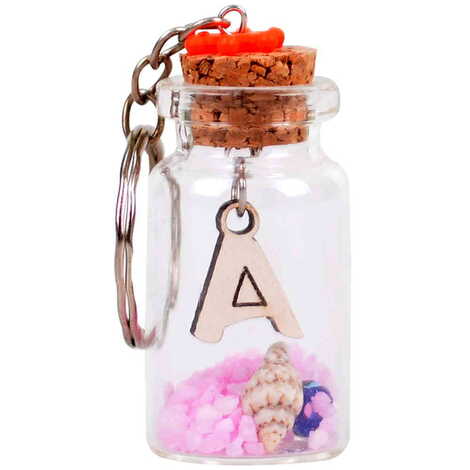 Letter Themed Collectible Glass Bottle Shape Keychain