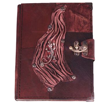 Lizard Themed Medium Leather Notebook - Thumbnail