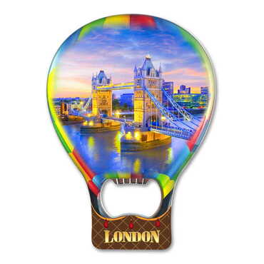 Myros - London Themed Baloon Shaped Metal Magnetic Bottle Opener 102x73 mm