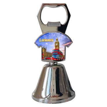 London Themed Collectible Souvenir Double Face Metal Bell With Opener 44x94 mm - Myros