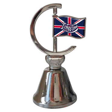 London Themed Collectible Souvenir Double Face Metal Spinner Flag Bell 44x96 mm - Myros