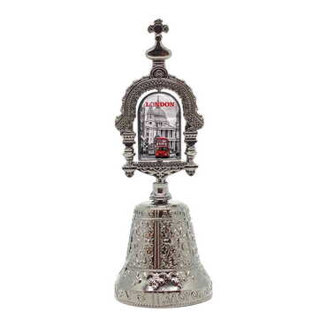 Myros - London Themed Collectible Souvenir Double Face Spinner Metal Bell - Golden Color