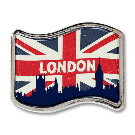 London Themed Collectible Souvenir Metal Flag Pin 25x20 mm