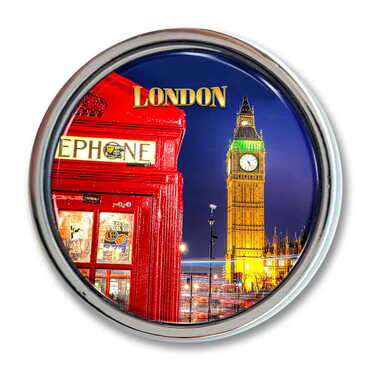 Myros - London Themed Collectible Souvenir Metal Round Pin 18 mm