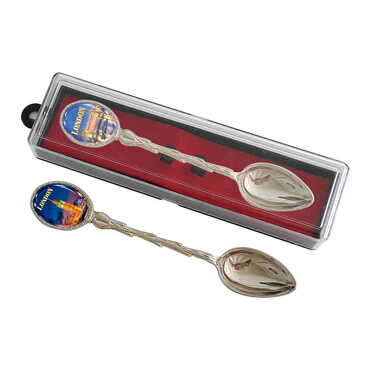 London Themed Collectible Souvenir Metal Tea Spon With Giftbox 25x130 mm - Myros