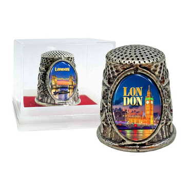 Myros - London Themed Collectible Souvenir Thimble With Gift Box - Oval Shape 20x25 mm