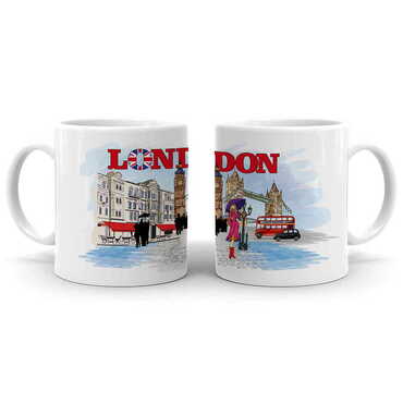 London Themed Custom Printed Ceramic Coffee Mug 82x90 mm - Myros