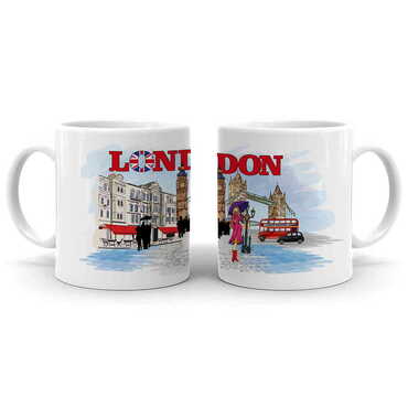 Myros - London Themed Custom Printed Ceramic Coffee Mug 82x90 mm