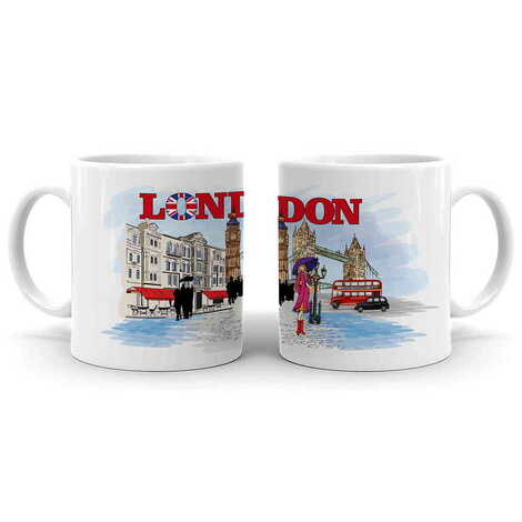 London Themed Custom Printed Ceramic Coffee Mug 82x90 mm