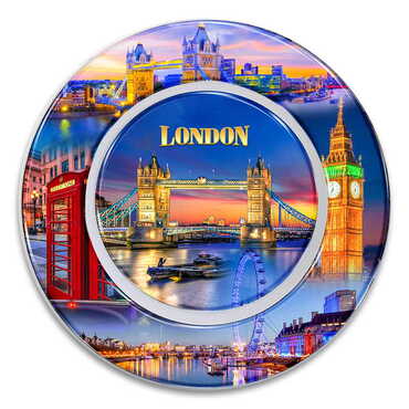 Myros - London Themed Customised Ceramic Epoxy Souvenir Plate 20 cm