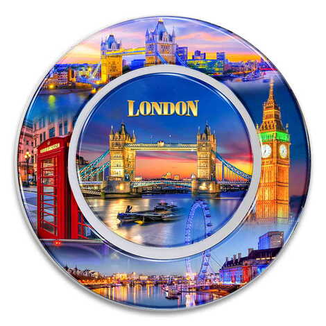 London Themed Customised Ceramic Epoxy Souvenir Plate 20 cm