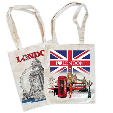 Myros - London Themed Customised Colorful Shopping Tote Bag 450x350 mm