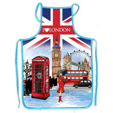 London Themed Customised Digital Printed Cotton Apron 500x700 mm - Thumbnail