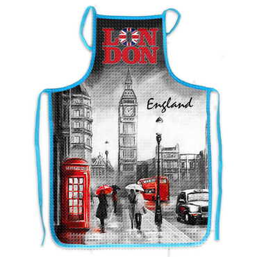 London Themed Customised Digital Printed Cotton Apron 500x700 mm - Thumbnail