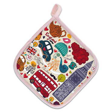 London Themed Customised Digital Printed Pot Holder 200x200 mm - Thumbnail