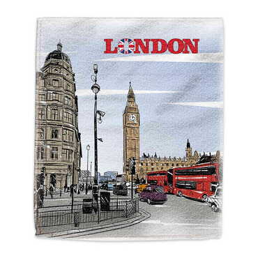 London Themed Customised Digital Printed Tea Towel 400x600 mm - Thumbnail