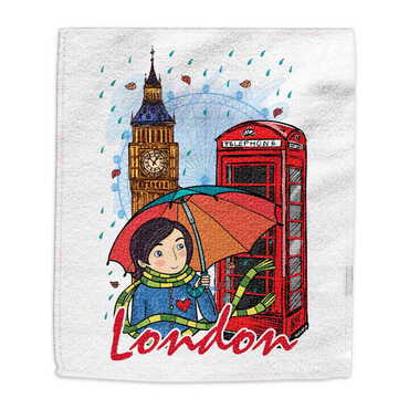 London Themed Customised Digital Printed Tea Towel 400x600 mm - Thumbnail