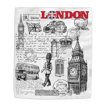 Myros - London Themed Customised Digital Printed Tea Towel 500x300 mm