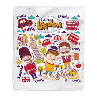 London Themed Customised Digital Printed Tea Towel 500x300 mm - Thumbnail