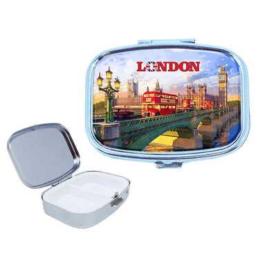 London Themed Customised Epoxy Rectangle Pill Box 57x45x15 mm - Myros