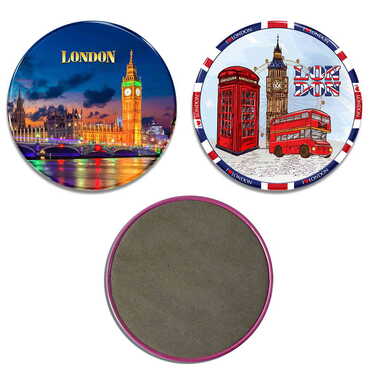 Myros - London Themed Customised Metal Tin Coaster 90 mm