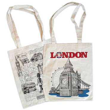 London Themed Customised One Colour Shopping Tote Bag 450x350 mm - Myros