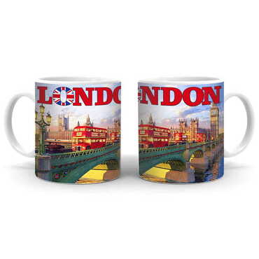 Myros - London Themed Customised Porcelain Souvenir Travel Mug 80x95 mm