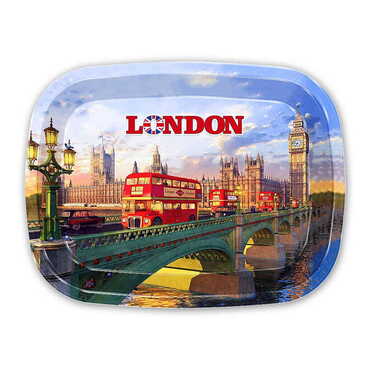 London Themed Customised Printed Tin Serving Tray 305x235 mm - Myros
