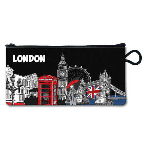 London Themed Customised PVC Pencil Case Purse 210x100 mm