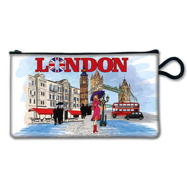 London Themed Customised PVC Pencil Case Purse 210x100 mm - Thumbnail