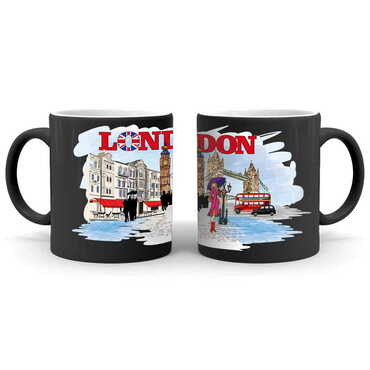 London Themed Customised Serigraphy Printed Ceramic Mug 82x90 mm - Thumbnail