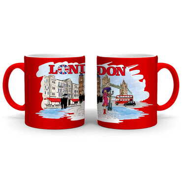 London Themed Customised Serigraphy Printed Ceramic Mug 82x90 mm - Thumbnail