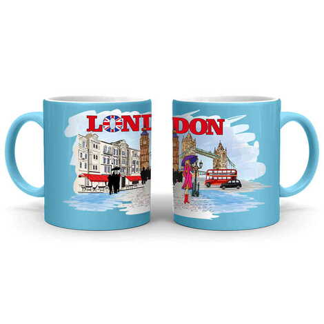 London Themed Customised Serigraphy Printed Ceramic Mug 82x90 mm