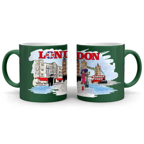 London Themed Customised Serigraphy Printed Ceramic Mug 82x90 mm