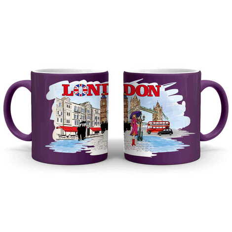 London Themed Customised Serigraphy Printed Ceramic Mug 82x90 mm