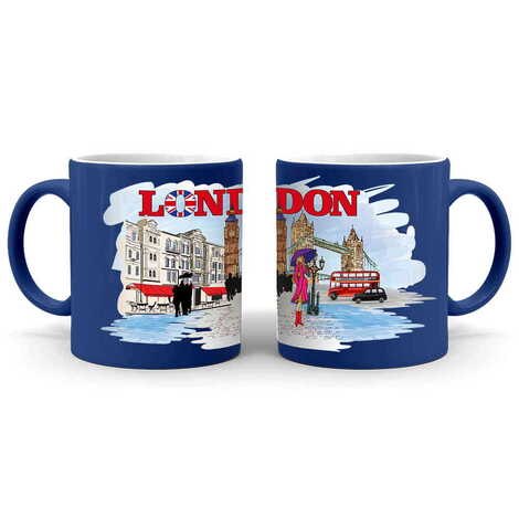 London Themed Customised Serigraphy Printed Ceramic Mug 82x90 mm