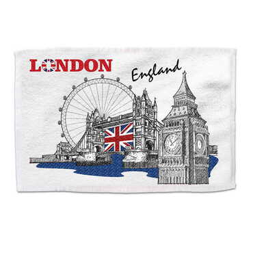 Myros - London Themed Customised Serigraphy Printed Hand Towel 300x500 mm